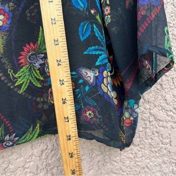 Chicos Sheer Silk Shirt 2 Womens Medium Paisley Floral Top, Swim Cover Up Tunic - Picture 13 of 16